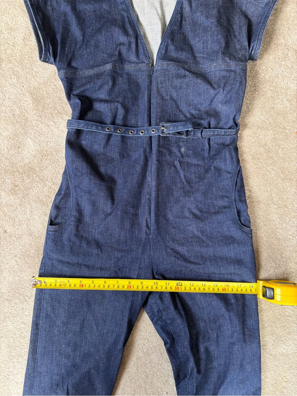 Rachel Comey Navy Blue Denim Jumpsuit with Belt - Picture 12 of 14